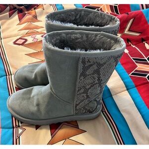 Gray Fur-Lined Women's Boots